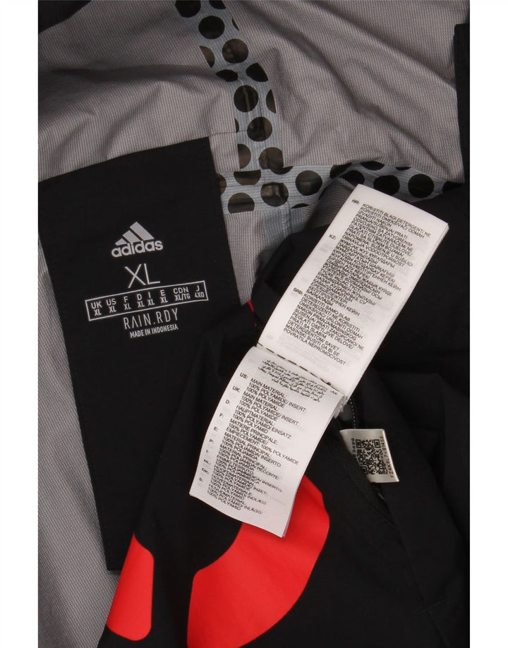 Jachetă de ploaie cu glugă ADIDAS pentru bărbați UK 42 XL Poliamidă neagră