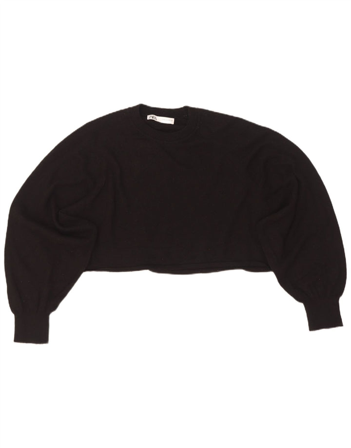Pulover pentru damă Zara Crop oversize cu gâtul turnat, UK 14 Medium Negru