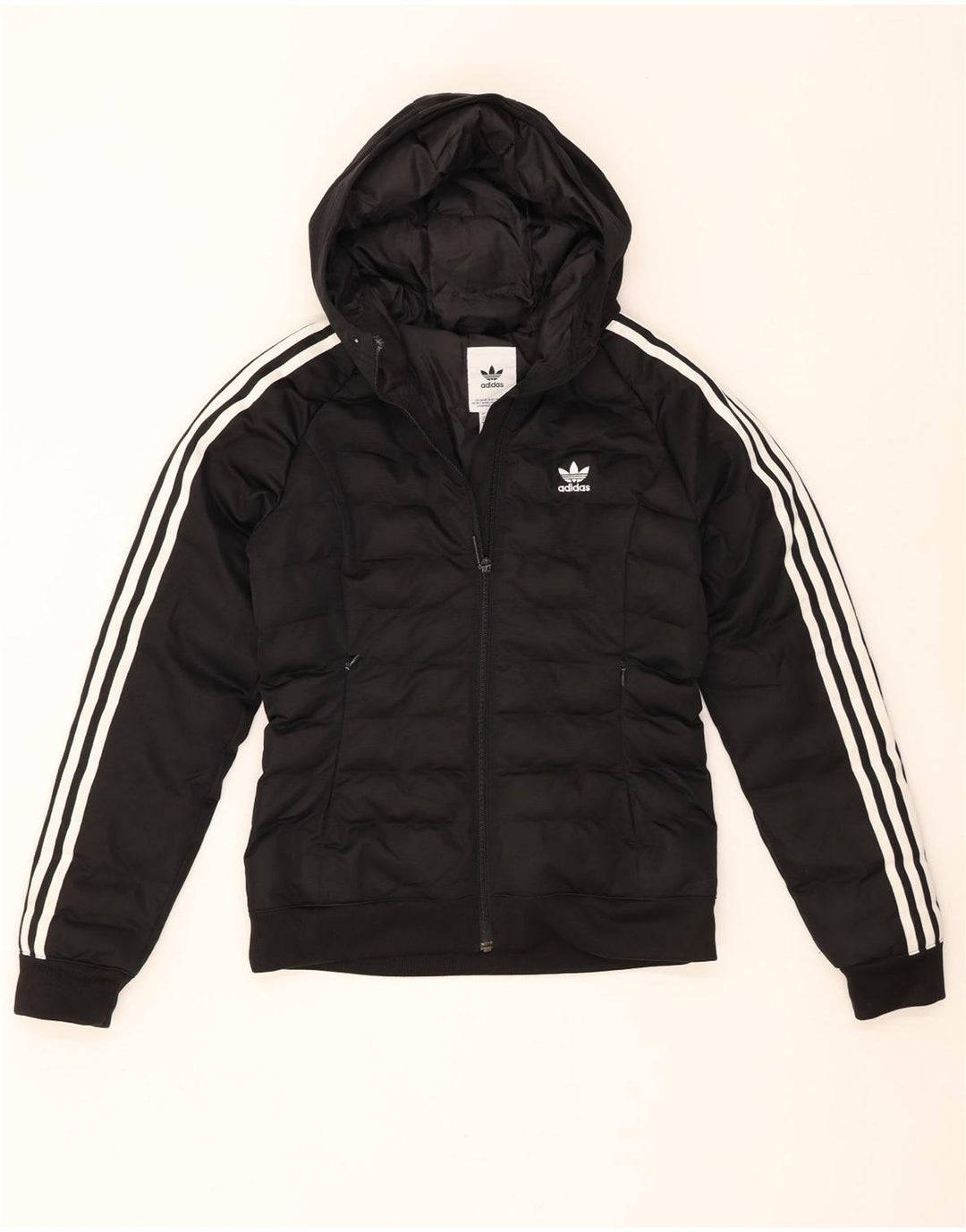Jachetă căptușită cu glugă Adidas pentru femei UK 8 Poliester negru mic