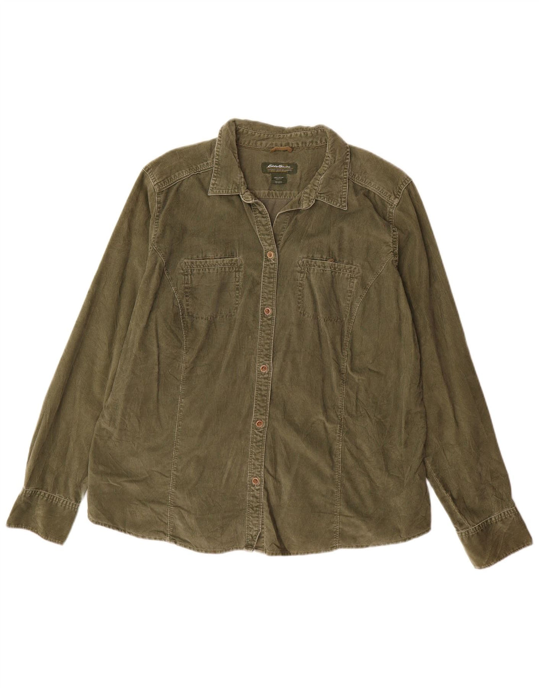 Cămașă înaltă din velur pentru femei EDDIE BAUER UK 18 XL bumbac verde