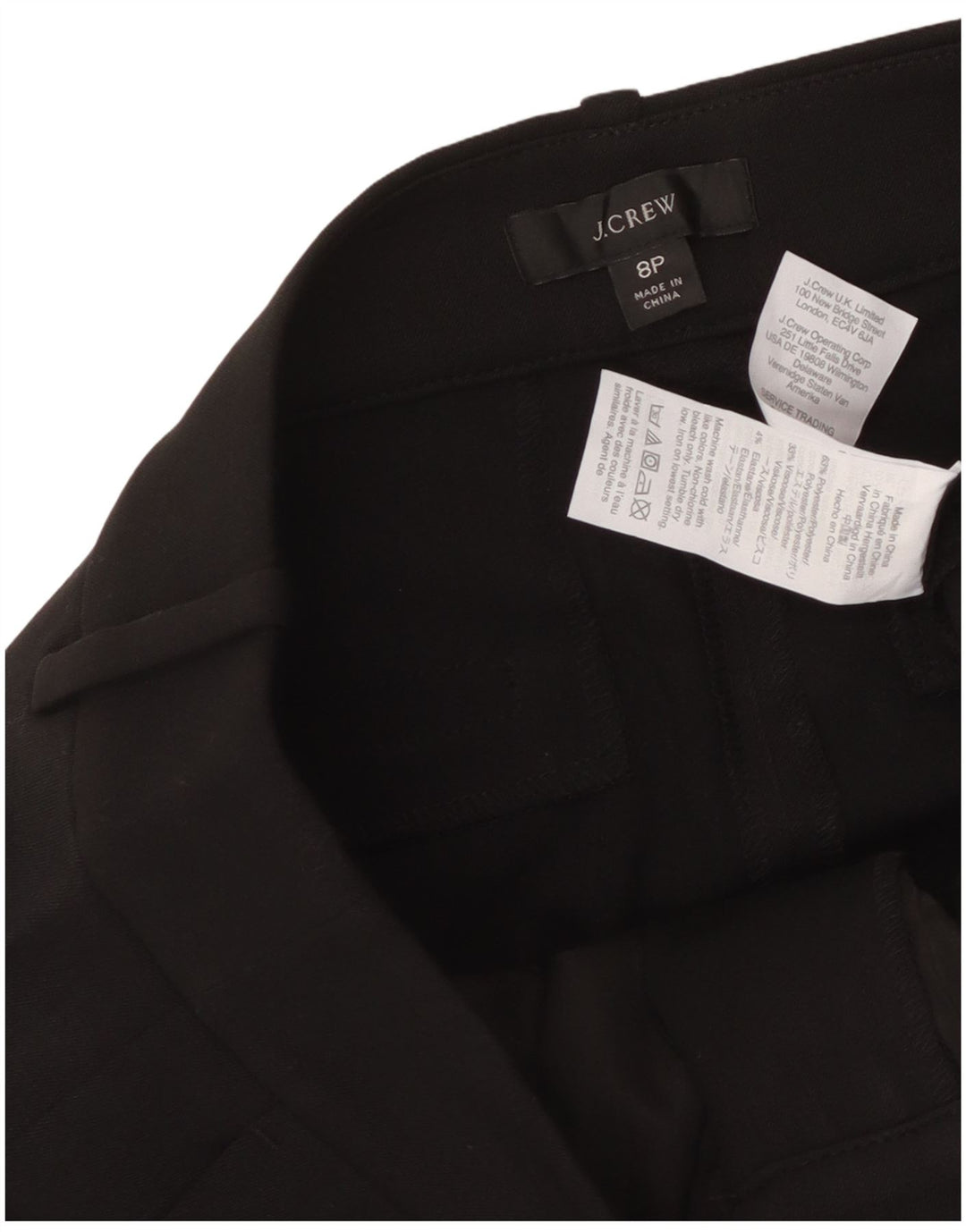 Pantaloni tăiați pentru femei J. Crew US 8 Medium W32 L24 Poliester negru
