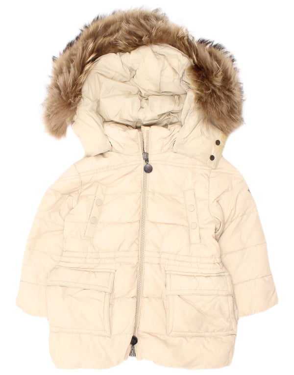Jachetă căptușită cu glugă Moncler pentru fetițe 18-24 luni, poliamidă albă