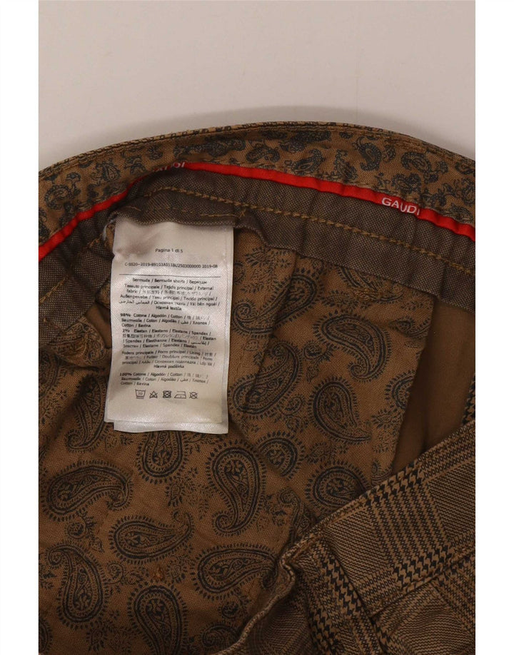 Pantaloni scurți chino Gaudi Dakota pentru bărbați W32, bumbac cu carouri maro mediu