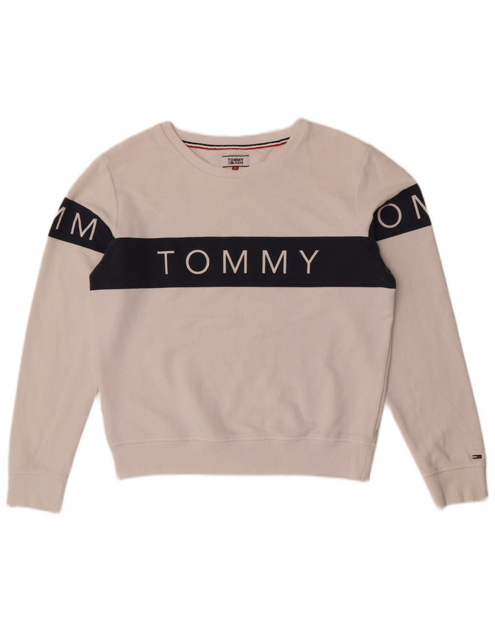 Pulover de hanorac Tommy Hilfiger pentru femei UK 14 Medium White Colorblock