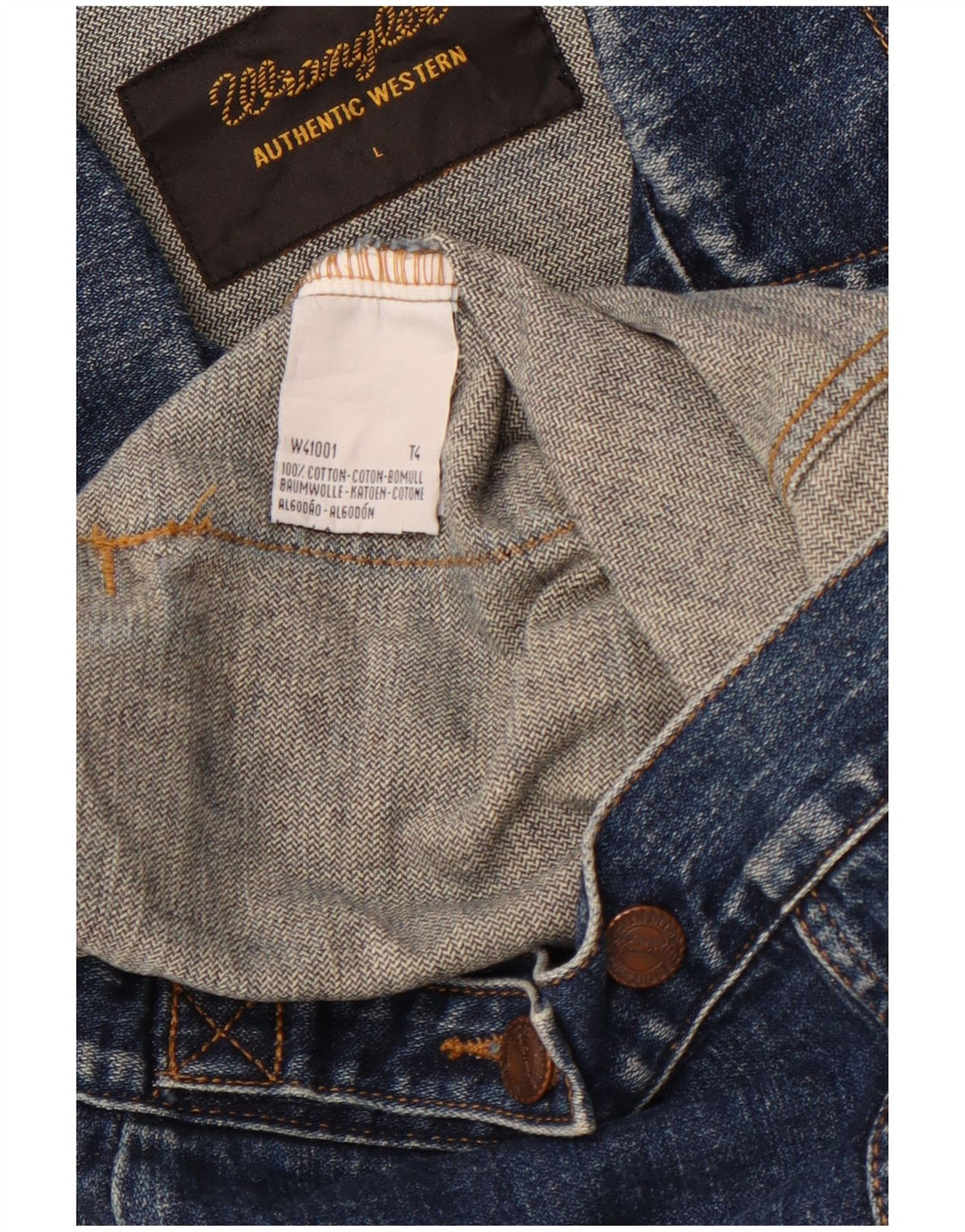 Jachetă Western Acid Wash pentru bărbați WRANGLER UK 40, mare, albastru, bumbac