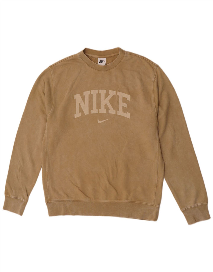 Hanorac grafic pentru bărbați Nike Pulover din bumbac maro mediu