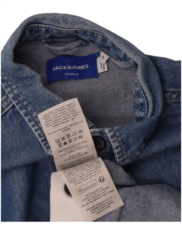 Cămașă Jack & Jones pentru bărbați din denim mare, albastru, bumbac