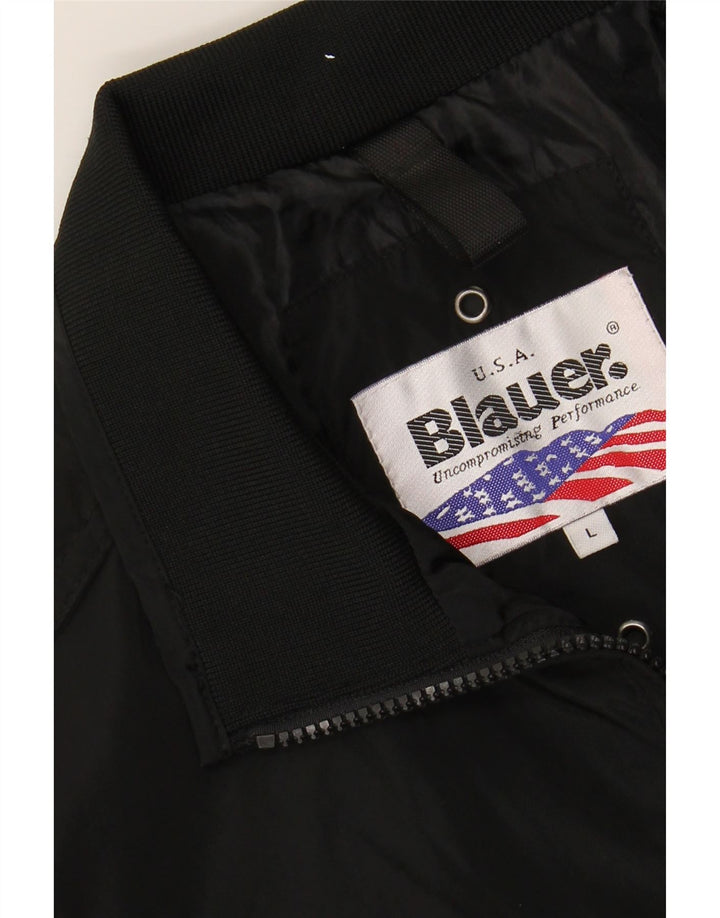 BLAUER Womens Bomber Jacket UK 14 Large Black Vintage Blauer and Second-Hand Blauer from Messina Hembry 