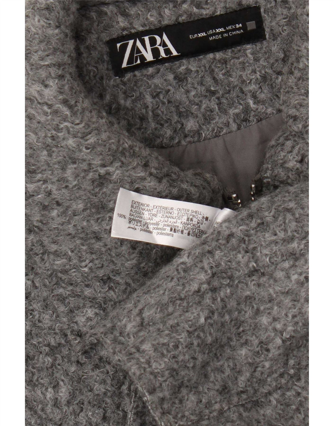 Jachetă Bomber Crop pentru Damă Zara UK 20 2XL Gri Poliester