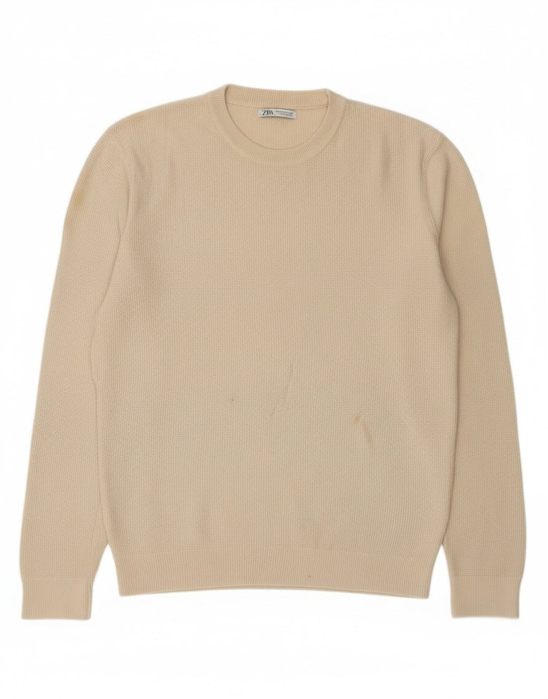 Pulover pentru bărbați Zara, cu gât roșu, din bumbac alb mediu