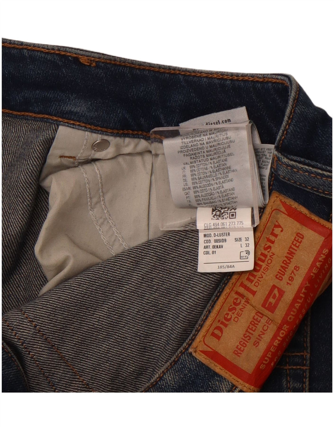 Blugi pentru bărbați DIESEL Slim W32 L32 Bumbac bleumarin