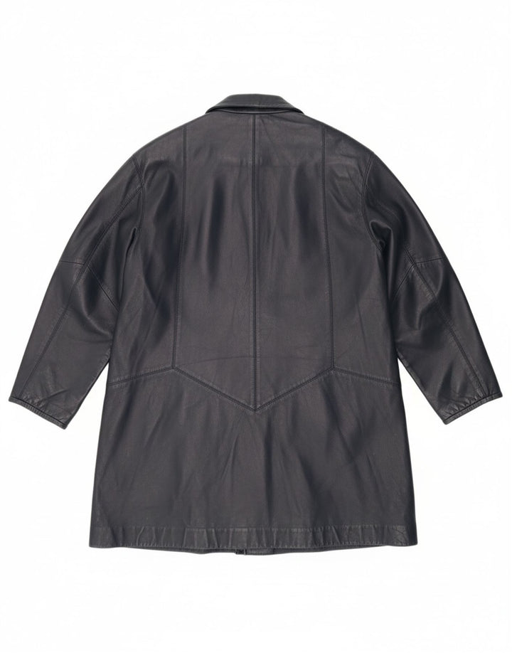 GIORGIO MOBIANI Womens Leather Coat UK 12 Medium  Navy Blue Leather