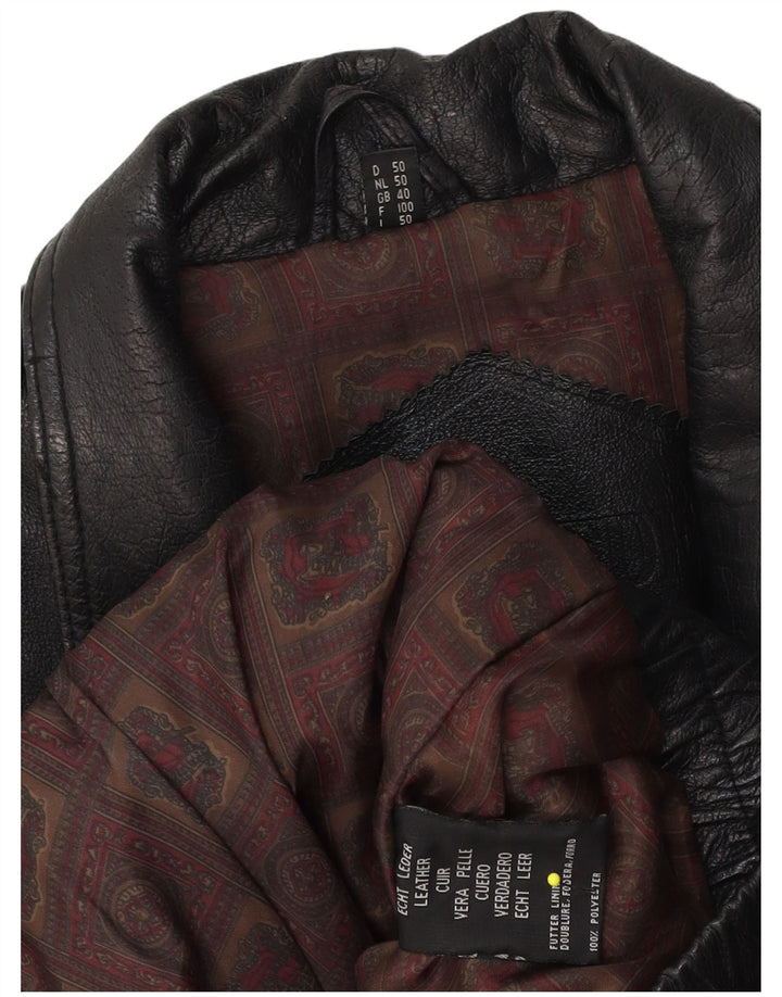 Jachetă de piele vintage pentru bărbați UK 40, mare, neagră