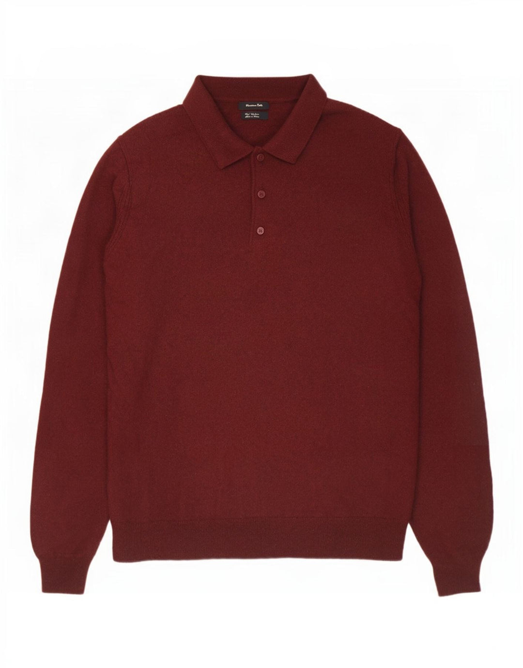 Massimo Dutti Pulover pentru bărbați cu gât polo, lână mare bordeaux