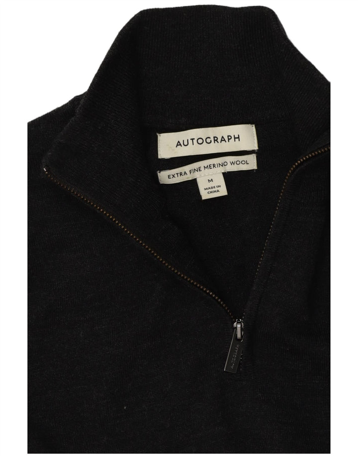 Pulover pentru bărbați Marks & Spencer, cu autograf, cu fermoar și gât, gri mediu