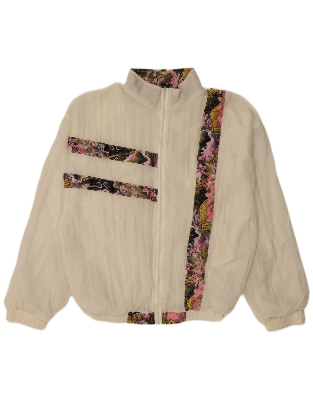 Jachetă de top pentru trening grafic VINTAGE pentru femei UK 16 Large Off White