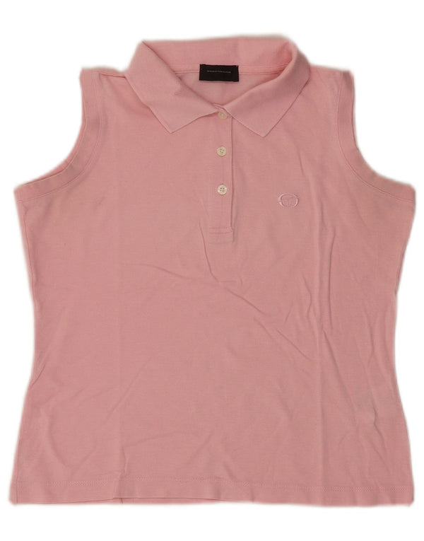 Sergio Tacchini Tricou polo fără mâneci pentru femei UK 10 mic bumbac roz