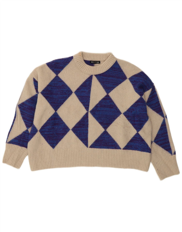 Whistle Pulover crop pentru femei cu decolteu rotund UK 10 Mic Bej Lână