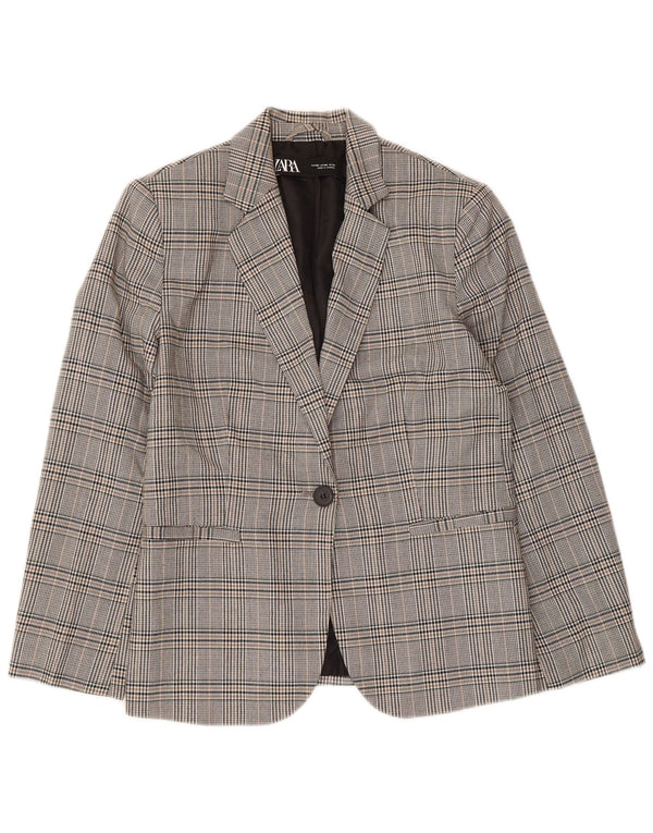 Blazer pentru femei Zara cu 1 nasture EU 38 Picior de găin mic gri