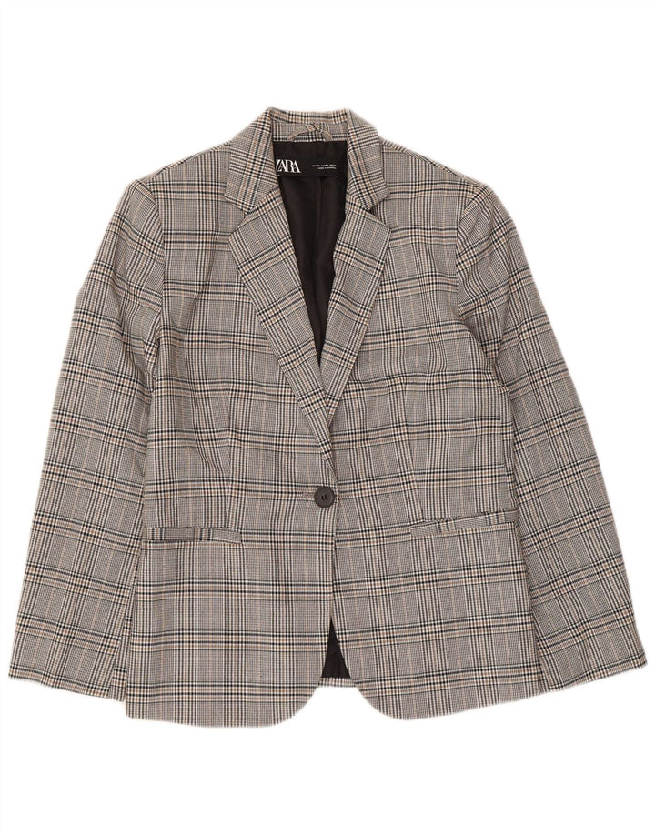 Blazer pentru femei Zara cu 1 nasture EU 38 Picior de găin mic gri