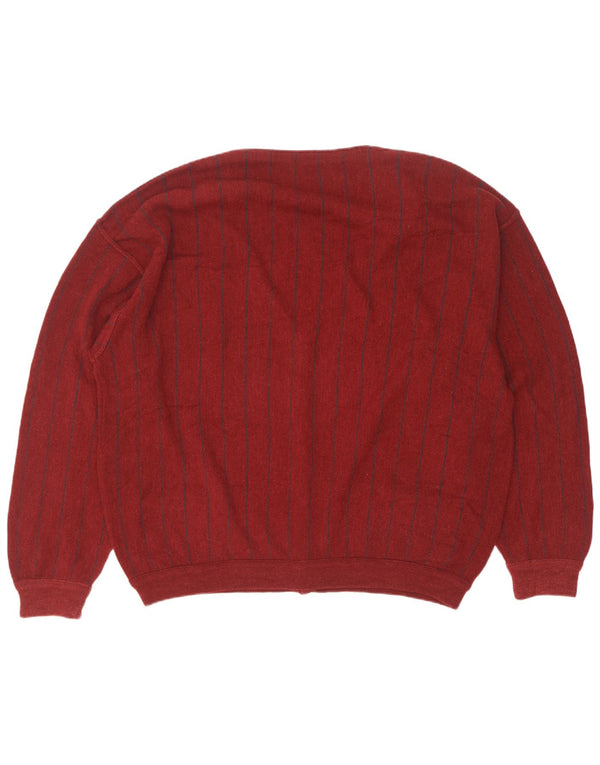 Pulover Cardigan pentru bărbați Cacharel EU 56 2XL Burgundy Cașmir cu dungi