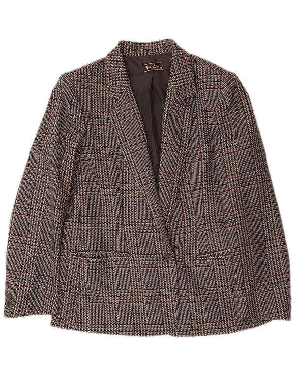 Jachetă vintage pentru femei cu 1 nasture IT 46 Lână mare gri Houndstooth