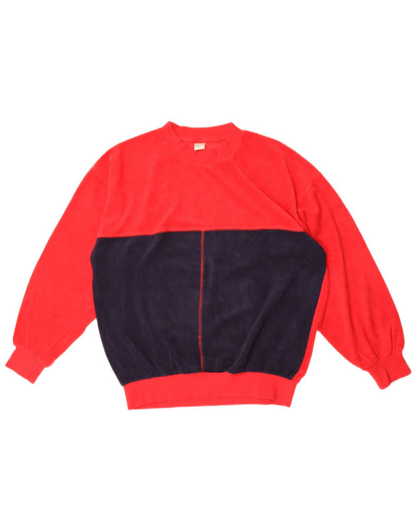 Pulover vintage pentru bărbați din lână UK 44/46 XL bumbac color bloc roșu