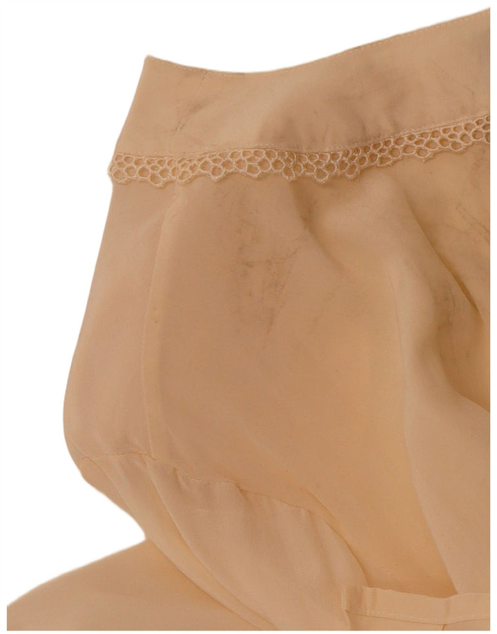 Bluză cămașă transparentă pentru femei VINTAGE UK 14 Mătase medie bej