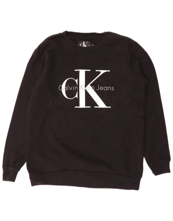 CALVIN KLEIN JEANS Mens Graphic Sweatshirt Jumper Small Black Cotton