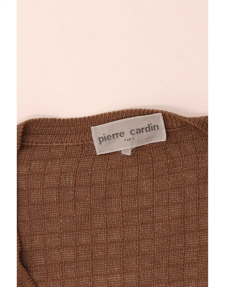 Pierre Cardin Pulover supradimensionat cu decolteu în V pentru bărbați IT 56 2XL Brown Check