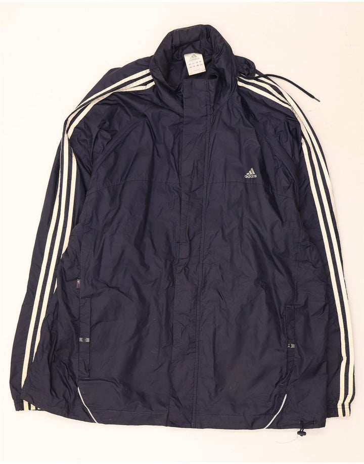 Jachetă de vânt cu glugă pentru bărbați Adidas UK 42 XL poliester bleumarin
