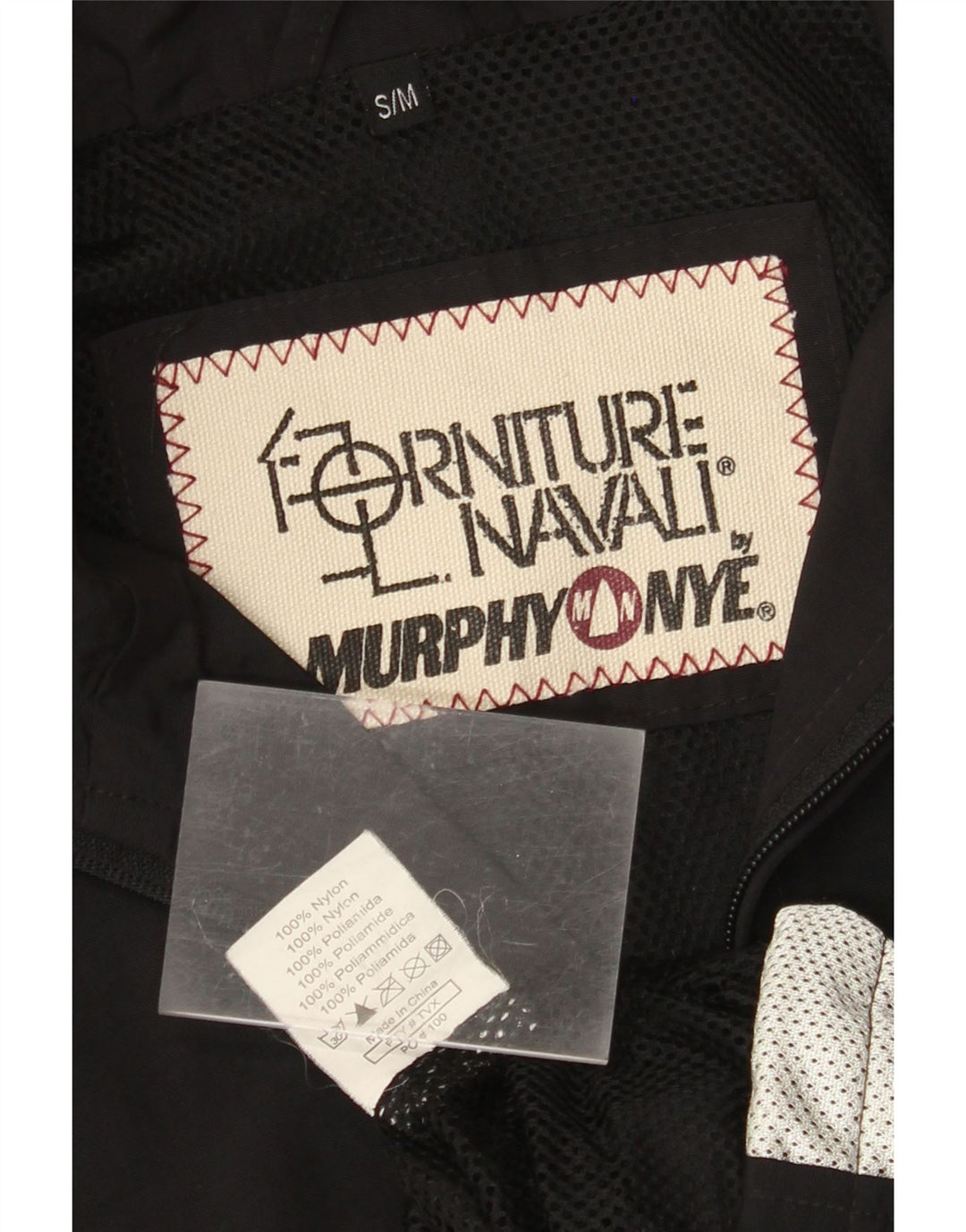 MURPHY & NYE Jachetă de ploaie grafică pentru bărbați UK 36 Mic, negru, nailon color bloc