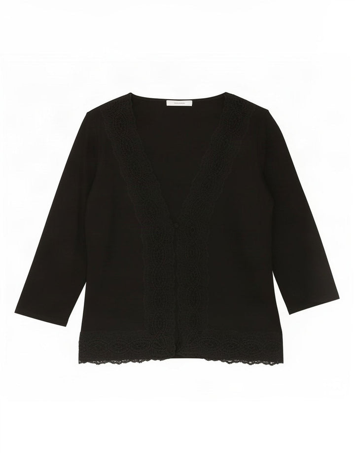 Bluză cămașă cu mâneci 3/4 pentru femei Marks & Spencer UK 14 Medium Black Viscose