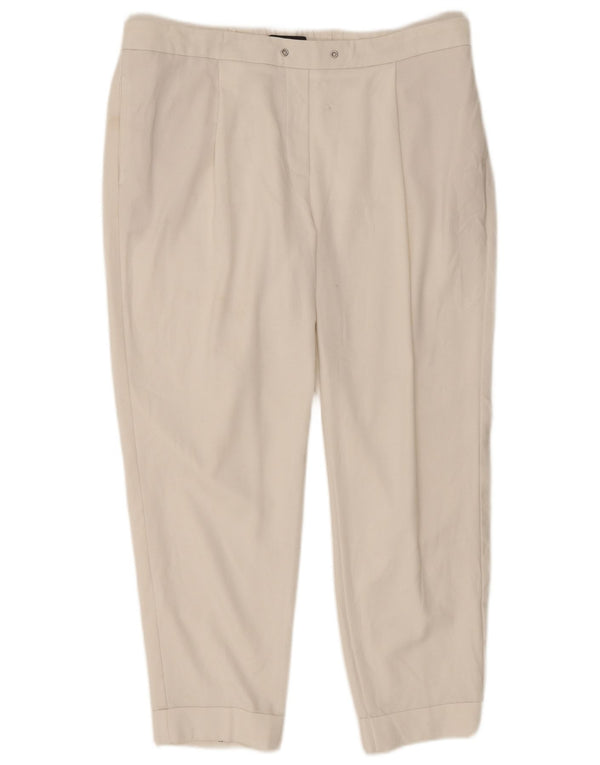 Pantaloni tăiați conici pentru femei Marks & Spencer UK16 Large W34 L25 Alb
