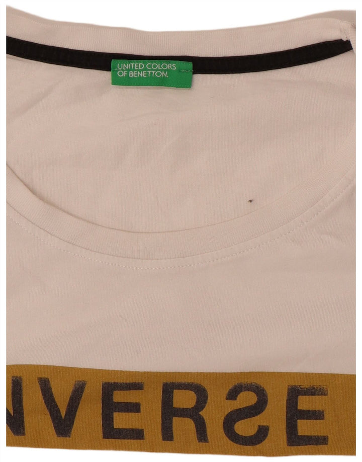 Tricou grafic Benetton pentru bărbați Top Mediu Alb