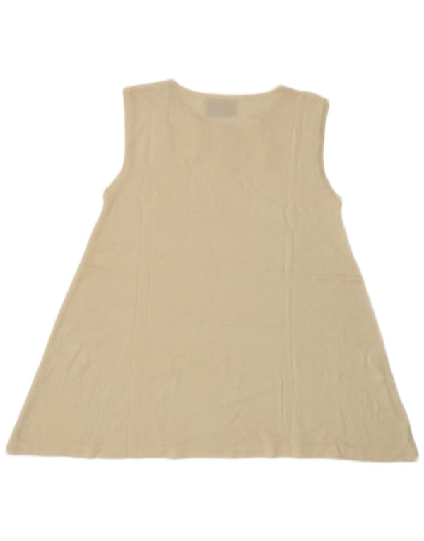 Bluză vintage pentru femei fără mâneci, UK 8, mic, alb, floral