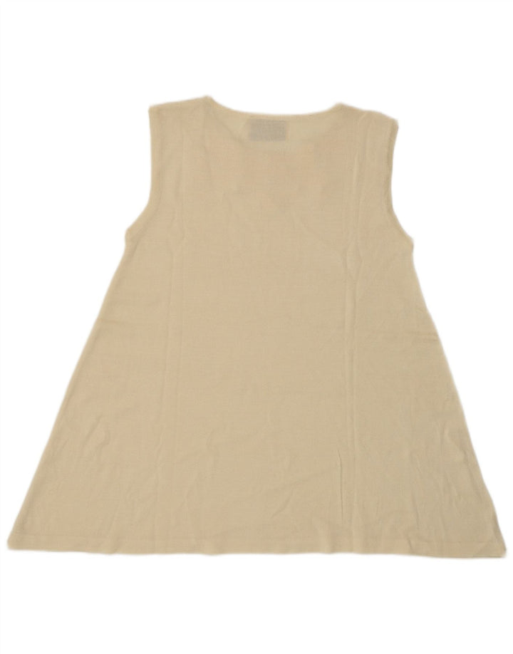 Bluză vintage pentru femei fără mâneci, UK 8, mic, alb, floral