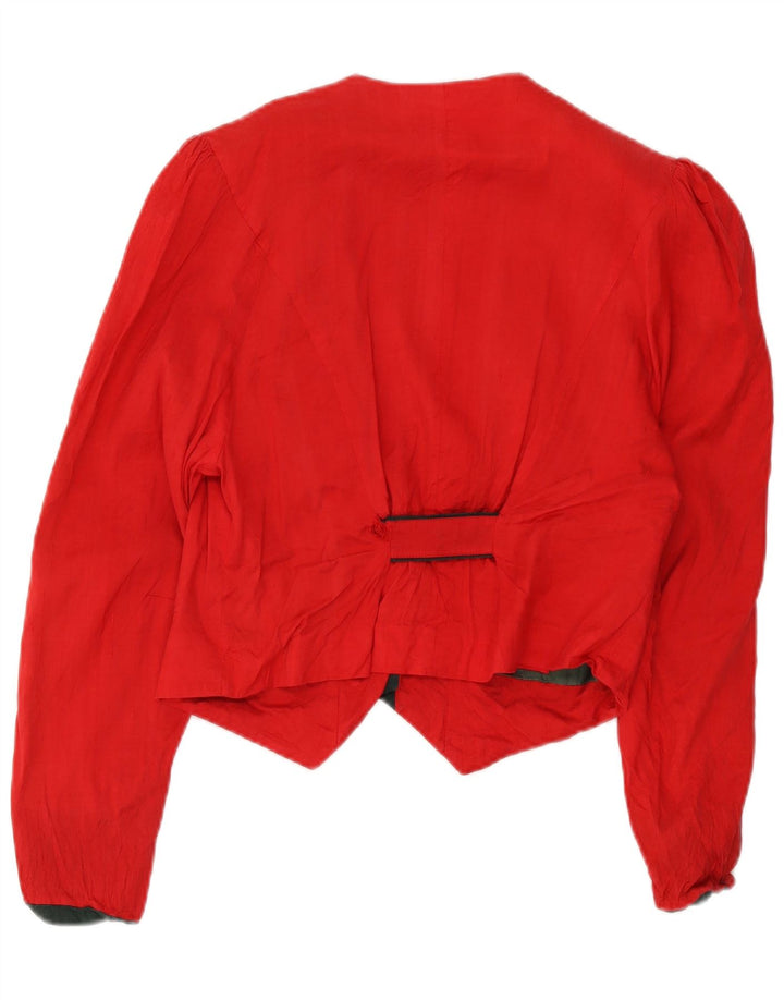 Jachetă vintage pentru femei crop cu 3 nasturi IT 44 Medium Red Acetat Heart