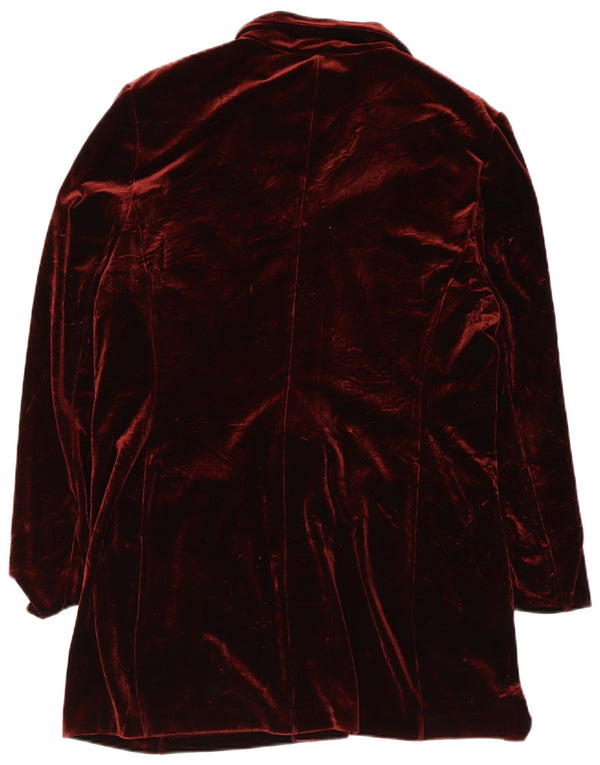 Jachetă pentru femei VINTAGE din velur cu 3 nasturi, UK 10 Mic Burgundy