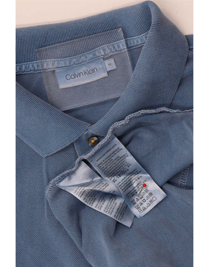 Cămașă polo Calvin Klein pentru bărbați, bumbac albastru mediu