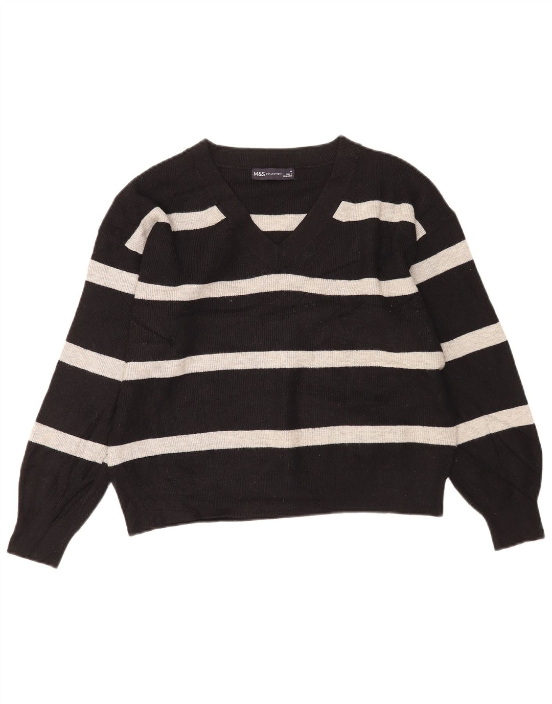 Marks & Spencer Pulover cu decolteu în V pentru femei UK 14 Medium Black Dunge