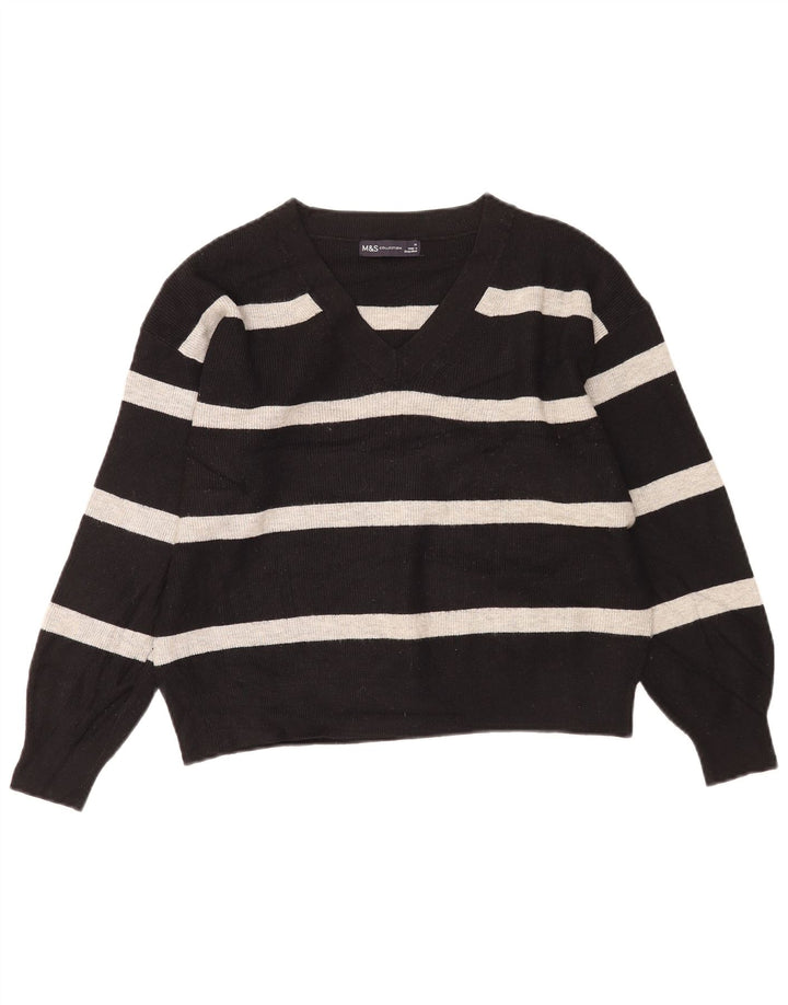 Marks & Spencer Pulover cu decolteu în V pentru femei UK 14 Medium Black Dunge