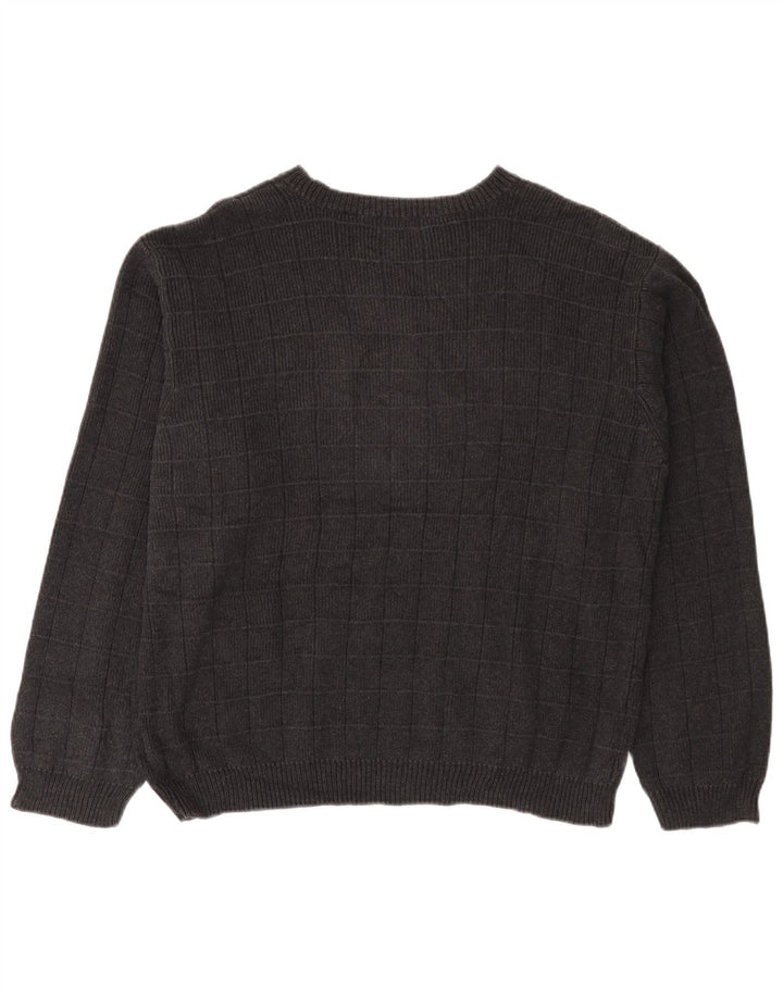 Pulover IZOD pentru bărbați, cu gât de barcă, din bumbac cu carouri mare, gri