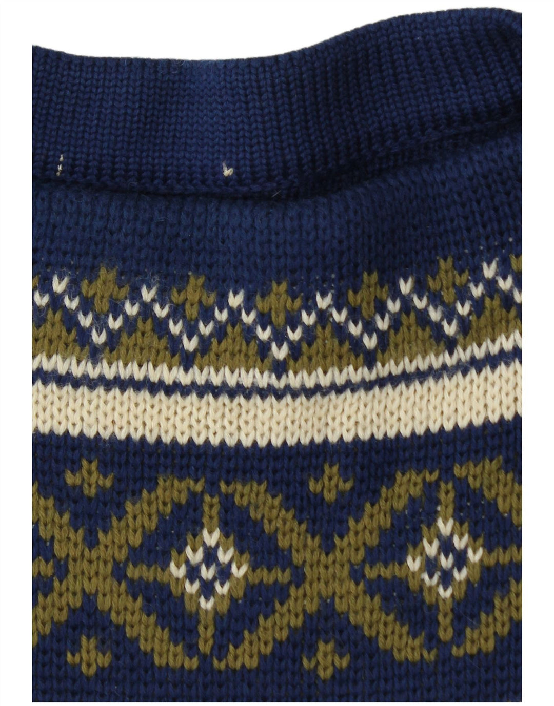 VINTAGE Pulover pentru bărbați cu gâtul cu barca, mijlociu, bleumarin, Fair Isle