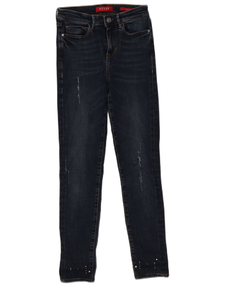 Blugi skinny distressed pentru femei Guess W25 L26 poliester bleumarin