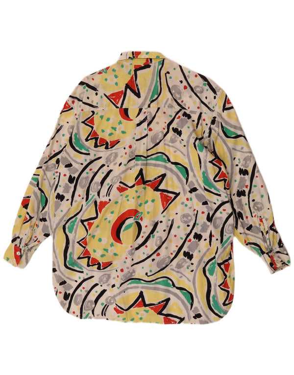 Bluză de cămașă supradimensionată pentru femei Vintage UK 14 Medium Multicolor Geometric