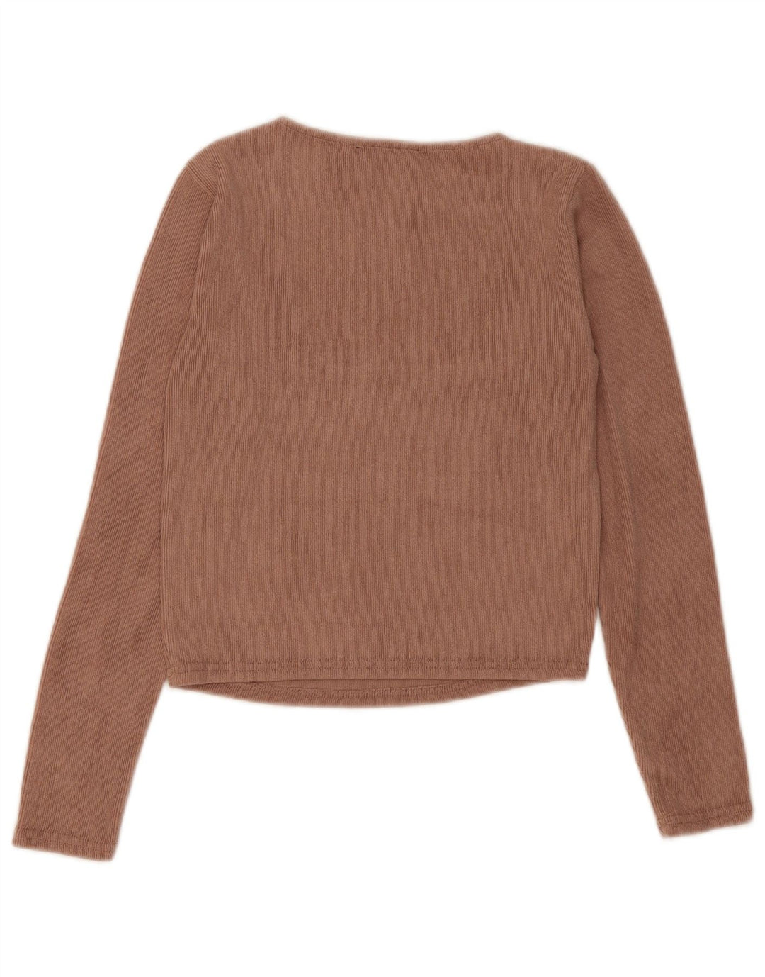 Crop Top pentru femei Zara cu mânecă lungă UK 12 Poliester maro mediu