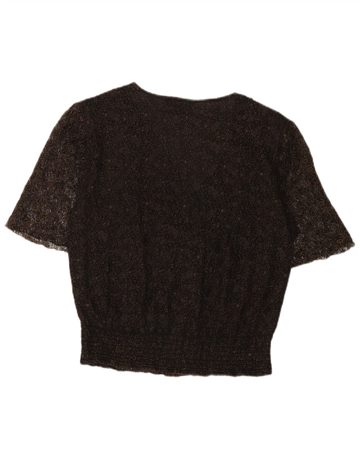 Bluză Vintage pentru femei UK 16 Large Black Floral
