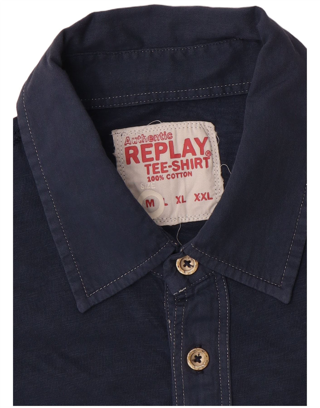 Tricou polo pentru bărbați Replay, bumbac, albastru bleumarin mediu