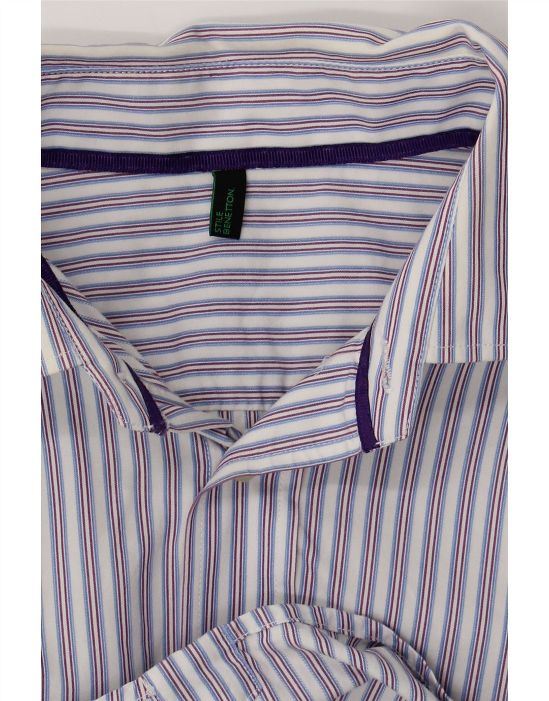 BENETTON Mens Shirt Large Multicoloured Striped Cotton Vintage Benetton and Second-Hand Benetton from Messina Hembry 